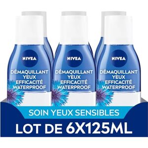 NIVEA Démaquillant Yeux Efficacité Waterproof Soin Contour Des Yeux & Cils Apaise & Nettoie En Douceur Bleuet & Eau Purifiée Formule Biphase Vegan Tous Types De Peaux Lot 6 x 125 ml - Publicité NIVEA Démaquillant Yeux Efficacité Waterproof Soin Contour Des Yeux & Cils Apaise & Nettoie En Douceur Bleuet & Eau Purifiée Formule Biphase Vegan Tous Types De Peaux Lot 6 x 125 ml - Publicité