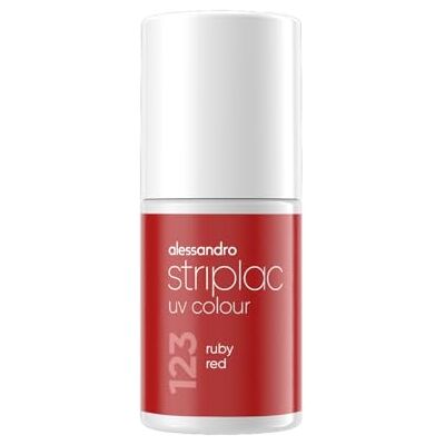 alessandro Striplac UV-Nagellack Ruby Red Deckend & Kratzfest bis zu 15 Tage Leichtes Auftragen Schonende Abziehtechnologie Vegan Rot, 6,5ml - Publicité alessandro Striplac UV-Nagellack Ruby Red Deckend & Kratzfest bis zu 15 Tage Leichtes Auftragen Schonende Abziehtechnologie Vegan Rot, 6,5ml - Publicité