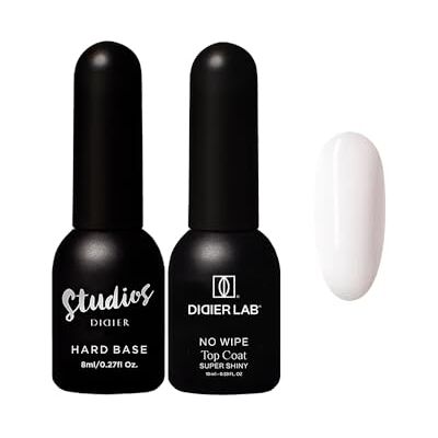 DIDIER LAB Premium Set de Vernis à Ongles Gel sans HEMA Hard Base Coat aux Fibres de Verre Invisibles 8ml et Top Coat No Wipe Super Shiny 10ml Brillance Intense & Longue Tenue Vernis Gel UV LED - Publicité DIDIER LAB Premium Set de Vernis à Ongles Gel sans HEMA Hard Base Coat aux Fibres de Verre Invisibles 8ml et Top Coat No Wipe Super Shiny 10ml Brillance Intense & Longue Tenue Vernis Gel UV LED - Publicité