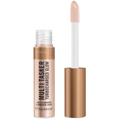 Rimmel Multi-Tasker Turbocharged Glow Highlighter 004 Chelsea Glow Highlighter liquide hydratant aux pigments nacrés, pour un éclat radieux et lumineux. Formule végane enrichie en vitamines - Publicité Rimmel Multi-Tasker Turbocharged Glow Highlighter 004 Chelsea Glow Highlighter liquide hydratant aux pigments nacrés, pour un éclat radieux et lumineux. Formule végane enrichie en vitamines - Publicité