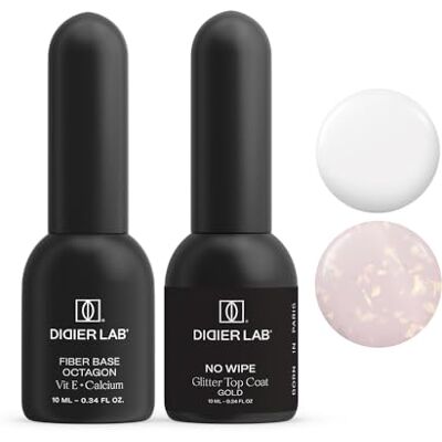 DIDIER LAB – Fiber Base Coat Octagon et Top Coat No Wipe Glitter Gold Set – Renfort Fort pour Ongles et Fini Ultra Brillant à Paillettes Dorées – Gel Ongles Salon Longue Tenue – 2×10ml - Publicité DIDIER LAB – Fiber Base Coat Octagon et Top Coat No Wipe Glitter Gold Set – Renfort Fort pour Ongles et Fini Ultra Brillant à Paillettes Dorées – Gel Ongles Salon Longue Tenue – 2×10ml - Publicité