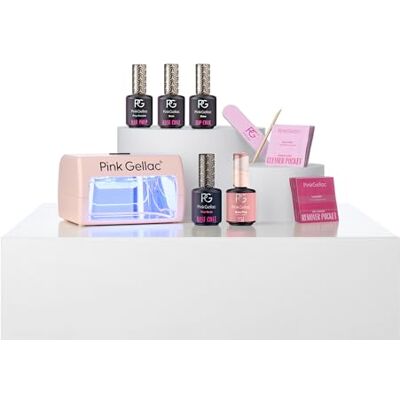 Pink Gellac Peel Off Kit Vernis Semi Permanent, Lampe UV LED Compacte Rose - Publicité Pink Gellac Peel Off Kit Vernis Semi Permanent, Lampe UV LED Compacte Rose - Publicité