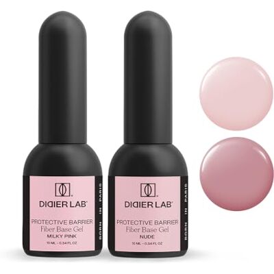 DIDIER LAB Fiber Base Coat Vernis Milky Pink & Nude Set Base Gel Fortifiant pour Ongles avec Vitamines et Minéraux Vernis Gel UV Flexible avec Formule Fibres Auto-nivelante – 2x10ml - Publicité DIDIER LAB Fiber Base Coat Vernis Milky Pink & Nude Set Base Gel Fortifiant pour Ongles avec Vitamines et Minéraux Vernis Gel UV Flexible avec Formule Fibres Auto-nivelante – 2x10ml - Publicité