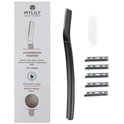 MYLILY Rasoir à sourcil noir métallique Rasoir femme visage dermaplaning visage rasoir sourcil femme rasoir visage femme eyebrow razor - Publicité MYLILY Rasoir à sourcil noir métallique Rasoir femme visage dermaplaning visage rasoir sourcil femme rasoir visage femme eyebrow razor - Publicité