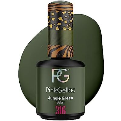 Pink Gellac Vernis Semi Permanent, Vegan 316 Jungle Green 15ml Vernis Gel UV Semi Permanent Noir Pour 14 Jours Gel Polish Facile à Utiliser de Qualité Salon Facile à Enlever - Publicité Pink Gellac Vernis Semi Permanent, Vegan 316 Jungle Green 15ml Vernis Gel UV Semi Permanent Noir Pour 14 Jours Gel Polish Facile à Utiliser de Qualité Salon Facile à Enlever - Publicité