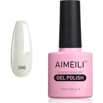 AIMEILI Vernis Semi Permanent 10ML Blanc Pailleté, Vernis à Ongles Gel UV LED Gel Polish Soak Off Manucure Noël Neige Qui Danse (096) - Publicité AIMEILI Vernis Semi Permanent 10ML Blanc Pailleté, Vernis à Ongles Gel UV LED Gel Polish Soak Off Manucure Noël Neige Qui Danse (096) - Publicité