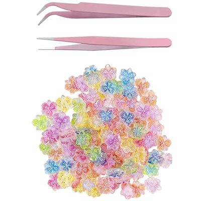 IDNVFY 100 Bijoux Floraux Et 2 Morceaux De Pincettes, Nail Art, Nail Art Bricolage, Accessoires D'Ongles Élés. Publicité IDNVFY 100 Bijoux Floraux Et 2 Morceaux De Pincettes, Nail Art, Nail Art Bricolage, Accessoires D'Ongles Élés. Publicité