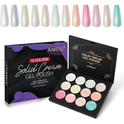 AIMEILI Vernis Semi Permanent Crème Solide, 12 Couleurs Palette de Vernis Gel Brillant Perle Gel, Nacré avec Fil Shell Glitter Lot Vernis à Ongles Gel UV LED Nail Art Manucure Kit 13 - Publicité AIMEILI Vernis Semi Permanent Crème Solide, 12 Couleurs Palette de Vernis Gel Brillant Perle Gel, Nacré avec Fil Shell Glitter Lot Vernis à Ongles Gel UV LED Nail Art Manucure Kit 13 - Publicité