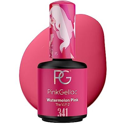 Pink Gellac Vernis Semi Permanent, Vegan 341 Watermelon Pink 15ml Vernis Gel UV Semi Permanent Noir Pour 14 Jours Gel Polish Facile à Utiliser de Qualité Salon Facile à Enlever - Publicité Pink Gellac Vernis Semi Permanent, Vegan 341 Watermelon Pink 15ml Vernis Gel UV Semi Permanent Noir Pour 14 Jours Gel Polish Facile à Utiliser de Qualité Salon Facile à Enlever - Publicité