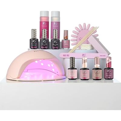 Pink Gellac Kit Vernis Semi Permanent Manucure Kit Semi Permanent Complet avec Premium Lampe UV LED Rose, 4x Teintes Roses 15 ml, Top & Base Coat Gel UV, Dissolvant et Cleaner de Qualité Salon - Publicité Pink Gellac Kit Vernis Semi Permanent Manucure Kit Semi Permanent Complet avec Premium Lampe UV LED Rose, 4x Teintes Roses 15 ml, Top & Base Coat Gel UV, Dissolvant et Cleaner de Qualité Salon - Publicité
