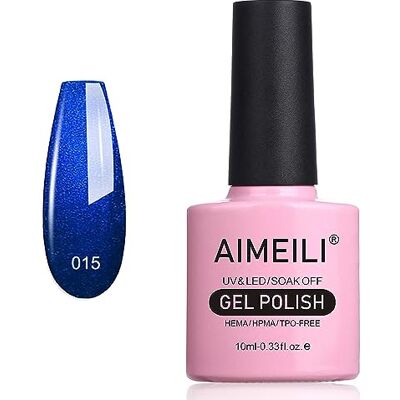 AIMEILI Soak Off UV LED Vernis à Ongles Gel Semi-Permanent Bleu Royal Paillette Shimmer Gel Polish Midnight Swim (015) 10ml - Publicité AIMEILI Soak Off UV LED Vernis à Ongles Gel Semi-Permanent Bleu Royal Paillette Shimmer Gel Polish Midnight Swim (015) 10ml - Publicité