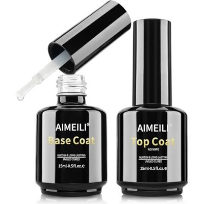 AIMEILI 2 x 15ml Base et Top Coat No Wipe Ultra Brillant Finish - Publicité AIMEILI 2 x 15ml Base et Top Coat No Wipe Ultra Brillant Finish - Publicité