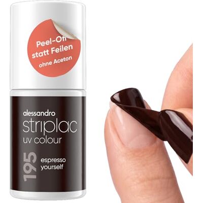 alessandro Striplac UV-Nagellack Espresso Yourself Deckend & Kratzfest bis zu 15 Tage Leichtes Auftragen Schonende Abziehtechnologie Vegan Braun, 6,5ml - Publicité alessandro Striplac UV-Nagellack Espresso Yourself Deckend & Kratzfest bis zu 15 Tage Leichtes Auftragen Schonende Abziehtechnologie Vegan Braun, 6,5ml - Publicité