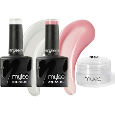 MYLEE French Me Kit avec Tampon Qualité Salon French Manucure Maison, Comprend Vernis Gel Blanc & Nude + Outil de Stamping en Silicone Transparent, Séchage Sous Lampe UV/LED - Publicité MYLEE French Me Kit avec Tampon Qualité Salon French Manucure Maison, Comprend Vernis Gel Blanc & Nude + Outil de Stamping en Silicone Transparent, Séchage Sous Lampe UV/LED - Publicité