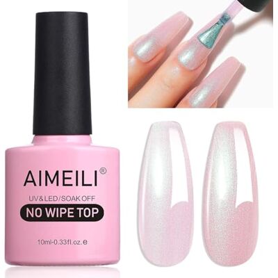 AIMEILI Brillant Perle Top Coat Vernis à Ongles Gel Semi Permanent Blanc Nacré Glitter Finish No Wipe Top Coat Longue Durée Sans HEMA 10ml 03 - Publicité AIMEILI Brillant Perle Top Coat Vernis à Ongles Gel Semi Permanent Blanc Nacré Glitter Finish No Wipe Top Coat Longue Durée Sans HEMA 10ml 03 - Publicité