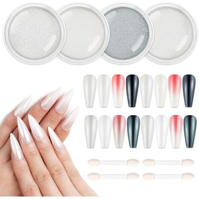 AIMEILI 4 BoîTe Poudre Chrome Ongle Nacrée, Aurora Schimmer Effet Perle Glitzerpuder Poudre Ongle, Holographic Nail Art DIY Decor - Publicité AIMEILI 4 BoîTe Poudre Chrome Ongle Nacrée, Aurora Schimmer Effet Perle Glitzerpuder Poudre Ongle, Holographic Nail Art DIY Decor - Publicité