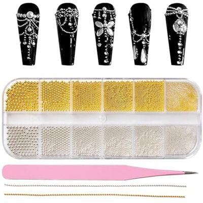 JOOTUEPO Micro Caviar et Mini Caviar, Perles Ongles Rond Bijoux, Perles à dos plat pour nail art, 12 degrés / argent, Pour Décoration De Bijoux à Faire Soi-Même / Décorations D'Ongles - Publicité JOOTUEPO Micro Caviar et Mini Caviar, Perles Ongles Rond Bijoux, Perles à dos plat pour nail art, 12 degrés / argent, Pour Décoration De Bijoux à Faire Soi-Même / Décorations D'Ongles - Publicité