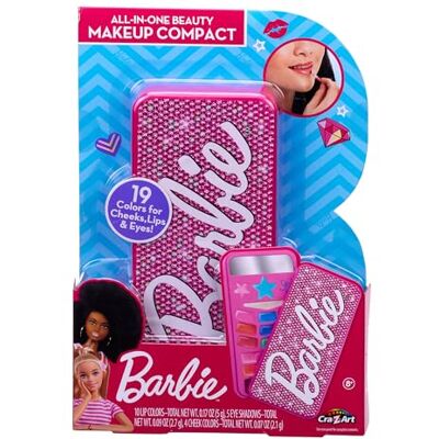 ART Barbie Maquillage compact tout-en-un avec 19 couleurs tendance pour les joues, les lèvres et les yeux. Produit officiel Barbie - Publicité ART Barbie Maquillage compact tout-en-un avec 19 couleurs tendance pour les joues, les lèvres et les yeux. Produit officiel Barbie - Publicité