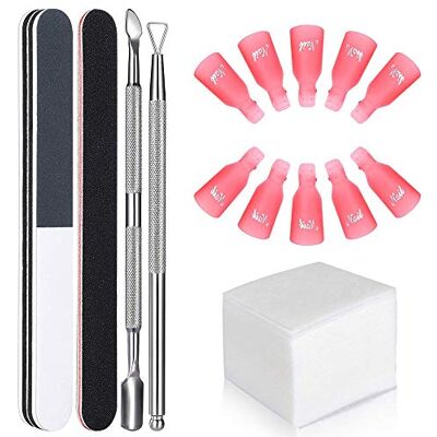 GeekerChip Dissolvant d'ongles Outil ensemble,10x orteils Nail Clips,100x Clou Coton Pads,1x coupe-cuticules,1x curetta,2x limes à ongles - Publicité GeekerChip Dissolvant d'ongles Outil ensemble,10x orteils Nail Clips,100x Clou Coton Pads,1x coupe-cuticules,1x curetta,2x limes à ongles - Publicité