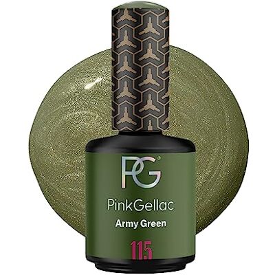 Pink Gellac Vernis Semi Permanent, Vegan 115 Army Green 15 ml Vernis Gel UV Semi Permanent Noir Pour 14 Jours Gel Polish Facile à Utiliser de Qualité Salon Facile à Enlever - Publicité Pink Gellac Vernis Semi Permanent, Vegan 115 Army Green 15 ml Vernis Gel UV Semi Permanent Noir Pour 14 Jours Gel Polish Facile à Utiliser de Qualité Salon Facile à Enlever - Publicité