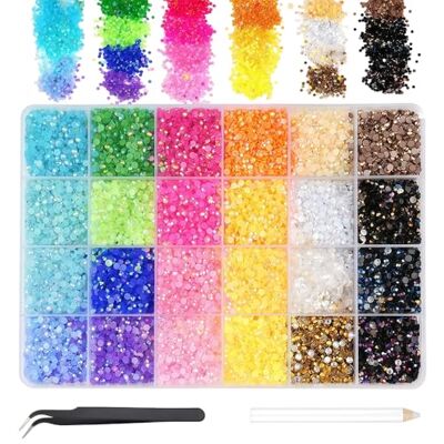 XIWCAFC 28800 Pièces Strass Ongle Nail Art, 24 Couleurs 3mm Cristal Strass Diamant Gems à Dos Plat Rond avec Pincette et Stylo Pointeur pour Décoration de Ongles Visage Vêtements - Publicité XIWCAFC 28800 Pièces Strass Ongle Nail Art, 24 Couleurs 3mm Cristal Strass Diamant Gems à Dos Plat Rond avec Pincette et Stylo Pointeur pour Décoration de Ongles Visage Vêtements - Publicité