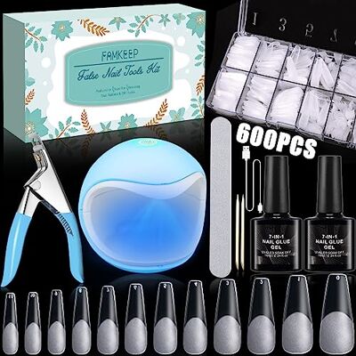 FAMKEEP Capsule Americaine Ongle Kit,600 Pcs Américaines Faux Ongles,12 Tailles Kit Pose Americaine Ongles,Avec Mini Lampe à Ongles UV, Colle à Ongles Pour L'extension D'ongles En Acrylique - Publicité FAMKEEP Capsule Americaine Ongle Kit,600 Pcs Américaines Faux Ongles,12 Tailles Kit Pose Americaine Ongles,Avec Mini Lampe à Ongles UV, Colle à Ongles Pour L'extension D'ongles En Acrylique - Publicité