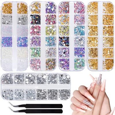 Heveer Art d'ongle pour Nail Art 5 Boîtes Cristal Nail Art Strass Mix Tailles pour Bricolage Nail Make Up Craft Decoration avec 2 Pincettes - Publicité Heveer Art d'ongle pour Nail Art 5 Boîtes Cristal Nail Art Strass Mix Tailles pour Bricolage Nail Make Up Craft Decoration avec 2 Pincettes - Publicité