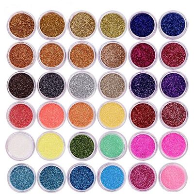 Lot de 40 pots de paillettes de couleurs différentes pour décoration d’ongles et maquillage Artlalic - Publicité Lot de 40 pots de paillettes de couleurs différentes pour décoration d’ongles et maquillage Artlalic - Publicité