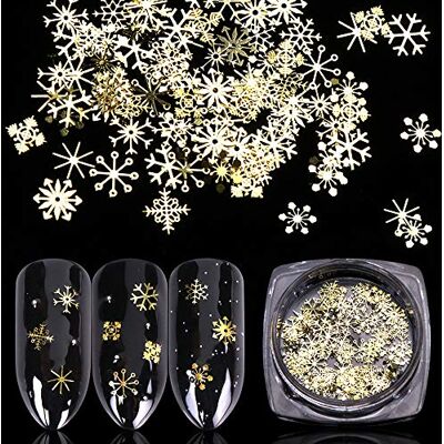 1 boîte (90pcs Or Flocon De Neige) Nail Art Glitter De Noël 3D Ongles Paillettes En Métal Flakies Manucure Vernis À Ongles Décoration - Publicité 1 boîte (90pcs Or Flocon De Neige) Nail Art Glitter De Noël 3D Ongles Paillettes En Métal Flakies Manucure Vernis À Ongles Décoration - Publicité