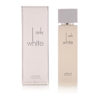 Arabian Oud ONLY WHITE 100 ml Eau de Parfum Unisexe Fleur d'oranger, fleur de gardénia, musc Parfum floral et oriental. Publicité Arabian Oud ONLY WHITE 100 ml Eau de Parfum Unisexe Fleur d'oranger, fleur de gardénia, musc Parfum floral et oriental. Publicité