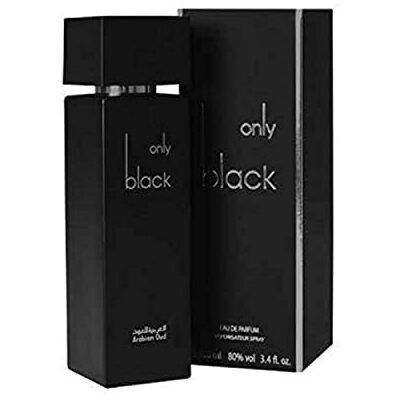Arabian Oud ONLY BLACK 100 ml Eau de Parfum Unisex Pomme, fleur de Violette, Lavande, Patchouli Senteur boisée et aromatique. Publicité Arabian Oud ONLY BLACK 100 ml Eau de Parfum Unisex Pomme, fleur de Violette, Lavande, Patchouli Senteur boisée et aromatique. Publicité