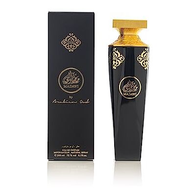 Arabian Oud MADAWI 200 ml Eau de Parfum Unisex Ananas, Fleur d'oranger, Patchouli et Musc Parfum fruité, floral et oriental. Publicité Arabian Oud MADAWI 200 ml Eau de Parfum Unisex Ananas, Fleur d'oranger, Patchouli et Musc Parfum fruité, floral et oriental. Publicité
