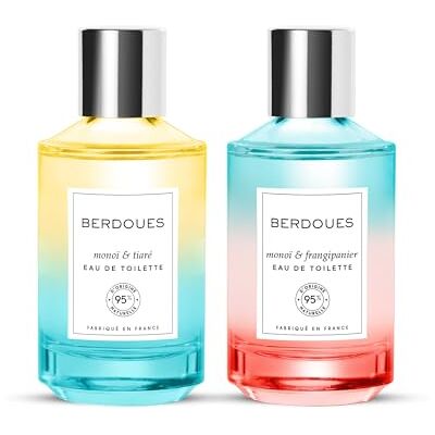 Berdoues Eau de Toilette Monoï & Frangipanier + Eau de toilette Monoï & Tiaré, Lot Solaire et Florale, Parfum femme, Vegan, Made in France, flacon 2x100ml - Publicité Berdoues Eau de Toilette Monoï & Frangipanier + Eau de toilette Monoï & Tiaré, Lot Solaire et Florale, Parfum femme, Vegan, Made in France, flacon 2x100ml - Publicité