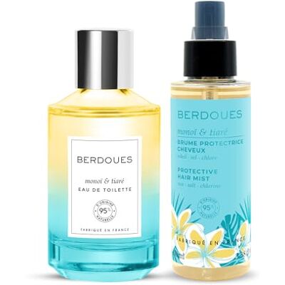 Berdoues Brume parfumée protectrice cheveux + Eau de toilette Monoï et Tiaré. Huile de coco et monoï. Parfum femme, 95% d'origine naturelle. Made in France, Vegan. 100ml - Publicité Berdoues Brume parfumée protectrice cheveux + Eau de toilette Monoï et Tiaré. Huile de coco et monoï. Parfum femme, 95% d'origine naturelle. Made in France, Vegan. 100ml - Publicité