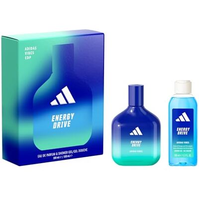 Adidas le coffret Vibes comprenant l'Eau de Parfum Energy Drive et le Gel Douche - Publicité Adidas le coffret Vibes comprenant l'Eau de Parfum Energy Drive et le Gel Douche - Publicité