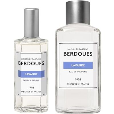 Berdoues 1902 Eau de Cologne Lavande, Lot Rechargeable, Made in France, Sans colorant Parfum femme et homme, vaporisateur 125ml et recharge 245ml - Publicité Berdoues 1902 Eau de Cologne Lavande, Lot Rechargeable, Made in France, Sans colorant Parfum femme et homme, vaporisateur 125ml et recharge 245ml - Publicité
