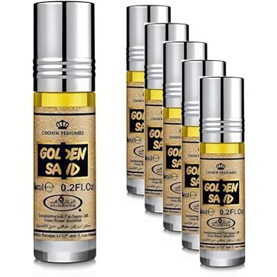 Al Rehab Lot de 6 Huiles Parfumées GOLDEN SAND Sable Doré 6 ml Gourmand Sucré Vanille Caramel Sans Alcool – Musc Huile de Parfum Orientale pour Femme et Homme - Publicité Al Rehab Lot de 6 Huiles Parfumées GOLDEN SAND Sable Doré 6 ml Gourmand Sucré Vanille Caramel Sans Alcool – Musc Huile de Parfum Orientale pour Femme et Homme - Publicité