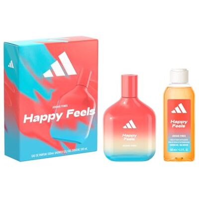 Adidas , Coffret cadeau Vibes Happy Feels, avec Eau de Parfum 100 ml et douche 100 ml - Publicité Adidas , Coffret cadeau Vibes Happy Feels, avec Eau de Parfum 100 ml et douche 100 ml - Publicité