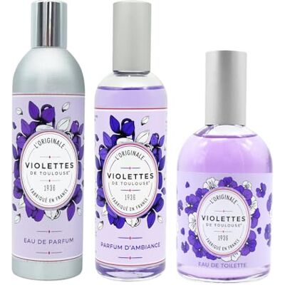 Berdoues Lot Violettes de Toulouse Parfum Ambiance maison 100ml + Eau de toilette femme 110ml + Eau de parfum femme 100ml, Coffret cadeau femme, Made in France - Publicité Berdoues Lot Violettes de Toulouse Parfum Ambiance maison 100ml + Eau de toilette femme 110ml + Eau de parfum femme 100ml, Coffret cadeau femme, Made in France - Publicité