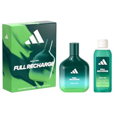 Adidas , Coffret cadeau Vibes Full Recharge, avec Eau de Parfum 100ml et douche 100ml - Publicité Adidas , Coffret cadeau Vibes Full Recharge, avec Eau de Parfum 100ml et douche 100ml - Publicité
