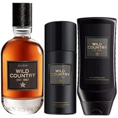 Avon Wild Country Set de Soins Personnels Eau de toilette 75 ml, Déo spray pour le corps 150 ml, Gel douche, shampoo 250 ml Homme Beauté/Hommes - Publicité Avon Wild Country Set de Soins Personnels Eau de toilette 75 ml, Déo spray pour le corps 150 ml, Gel douche, shampoo 250 ml Homme Beauté/Hommes - Publicité