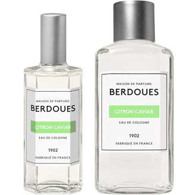 Berdoues 1902 Eau de Cologne Citron Caviar, Lot Rechargeable, Made in France, Parfum femme, Parfum fleur d’oranger, citron, vétiver, vaporisateur 125ml et recharge 245ml - Publicité Berdoues 1902 Eau de Cologne Citron Caviar, Lot Rechargeable, Made in France, Parfum femme, Parfum fleur d’oranger, citron, vétiver, vaporisateur 125ml et recharge 245ml - Publicité