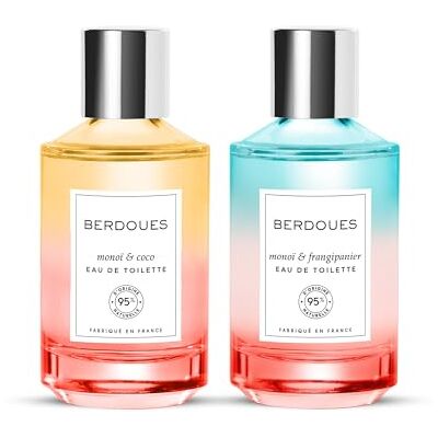 Berdoues Eau de Toilette Monoï & Frangipanier + Eau de toilette Monoï & Coco, Lot Solaire et Exotique, Parfum femme, Vegan, Made in France, flacon 2x100ml - Publicité Berdoues Eau de Toilette Monoï & Frangipanier + Eau de toilette Monoï & Coco, Lot Solaire et Exotique, Parfum femme, Vegan, Made in France, flacon 2x100ml - Publicité