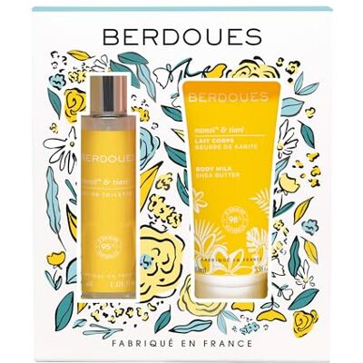 Berdoues Coffret Monoï & Tiaré Eau de toilette 30ml & Lait corps 100ml, rituel solaire aux notes florales et exotiques, 95% d’ingrédients naturels, vegan, fabriqué en France - Publicité Berdoues Coffret Monoï & Tiaré Eau de toilette 30ml & Lait corps 100ml, rituel solaire aux notes florales et exotiques, 95% d’ingrédients naturels, vegan, fabriqué en France - Publicité