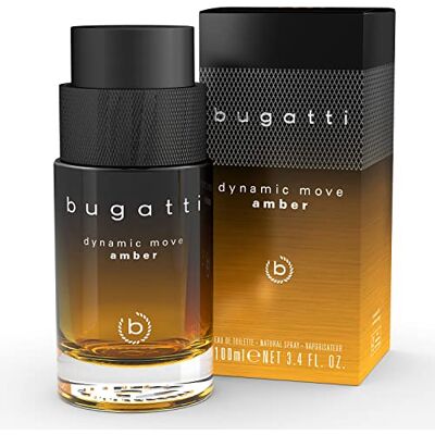 Bugatti Dynamic Move Amber Parfum pour homme 100 ml I Eau de toilette chaude et fumée pour homme I Combinaison sensuelle et forte de cannelle, de tabac et de cypriol I Parfum pour homme I Dynamique - Publicité Bugatti Dynamic Move Amber Parfum pour homme 100 ml I Eau de toilette chaude et fumée pour homme I Combinaison sensuelle et forte de cannelle, de tabac et de cypriol I Parfum pour homme I Dynamique - Publicité
