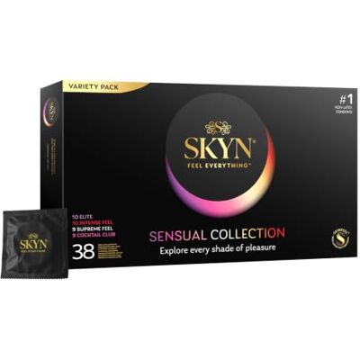 SKYN Sensual Collection Édition Spéciale : Lot de 38 Préservatifs Sans Latex, Taille Normale, Fins, Texturés (Striés & Perlés) et Parfumés – Pour des Sensations Ludiques et Amusantes - Publicité SKYN Sensual Collection Édition Spéciale : Lot de 38 Préservatifs Sans Latex, Taille Normale, Fins, Texturés (Striés & Perlés) et Parfumés – Pour des Sensations Ludiques et Amusantes - Publicité