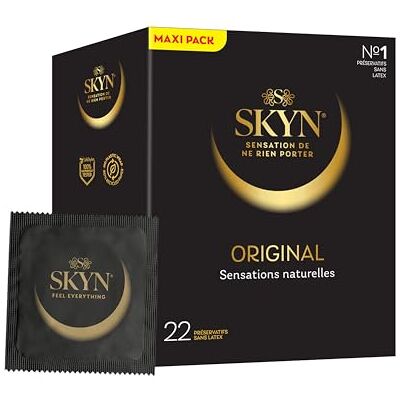 SKYN Original : Lot de 22 Préservatifs sans latex feel pour Homme Taille Régulière, Solides et Fins, Forme Droite et Lisse / Diamètre 53mm - Publicité SKYN Original : Lot de 22 Préservatifs sans latex feel pour Homme Taille Régulière, Solides et Fins, Forme Droite et Lisse / Diamètre 53mm - Publicité