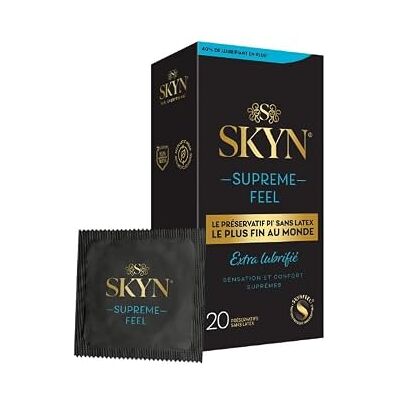 SKYN Supreme Feel Extra Lubrifié: Lot de 20 Préservatifs Sans latex feel pour Hommes/Taille Standard, Extra Lubrifiés, Préservatifs Fins, Forme Droite Lisse/Diamètre 53mm - Publicité SKYN Supreme Feel Extra Lubrifié: Lot de 20 Préservatifs Sans latex feel pour Hommes/Taille Standard, Extra Lubrifiés, Préservatifs Fins, Forme Droite Lisse/Diamètre 53mm - Publicité