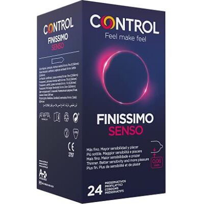 CONTROL Finissimo Senso Lot de 24 préservatifs lubrifiés plus fins avec ajustement parfait pour une plus grande sensibilité et une relation sexuelle sûre. Publicité CONTROL Finissimo Senso Lot de 24 préservatifs lubrifiés plus fins avec ajustement parfait pour une plus grande sensibilité et une relation sexuelle sûre. Publicité