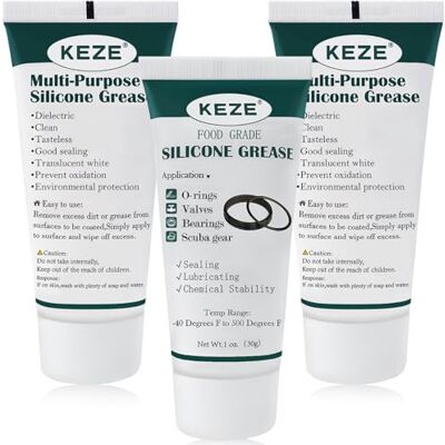Keze Graisse silicone, mastic silicone étanche et de qualité alimentaire, lubrifiant pour vannes, robinets et joints toriques (lot de 3) - Publicité Keze Graisse silicone, mastic silicone étanche et de qualité alimentaire, lubrifiant pour vannes, robinets et joints toriques (lot de 3) - Publicité